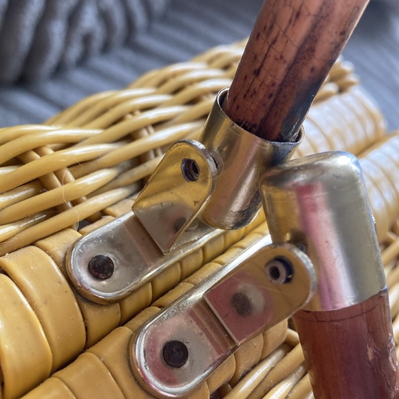 Marchioness Macy Yellow Wicker Straw Bamboo Box Purse Handbag Vintage 1950s 🌞 - Picture 16 of 16